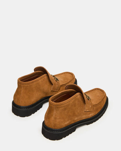 Steve Madden DEPUTY Chestnut Suede Horsebit Moc Toe Men's Casual Ankle Boot