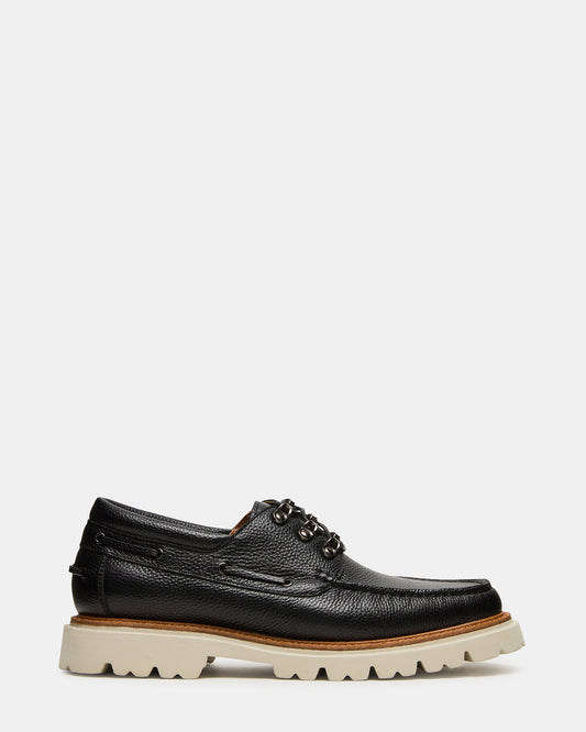Steve Madden VICTOR Black Leather Slip-On Men's Casual Boat Shoe