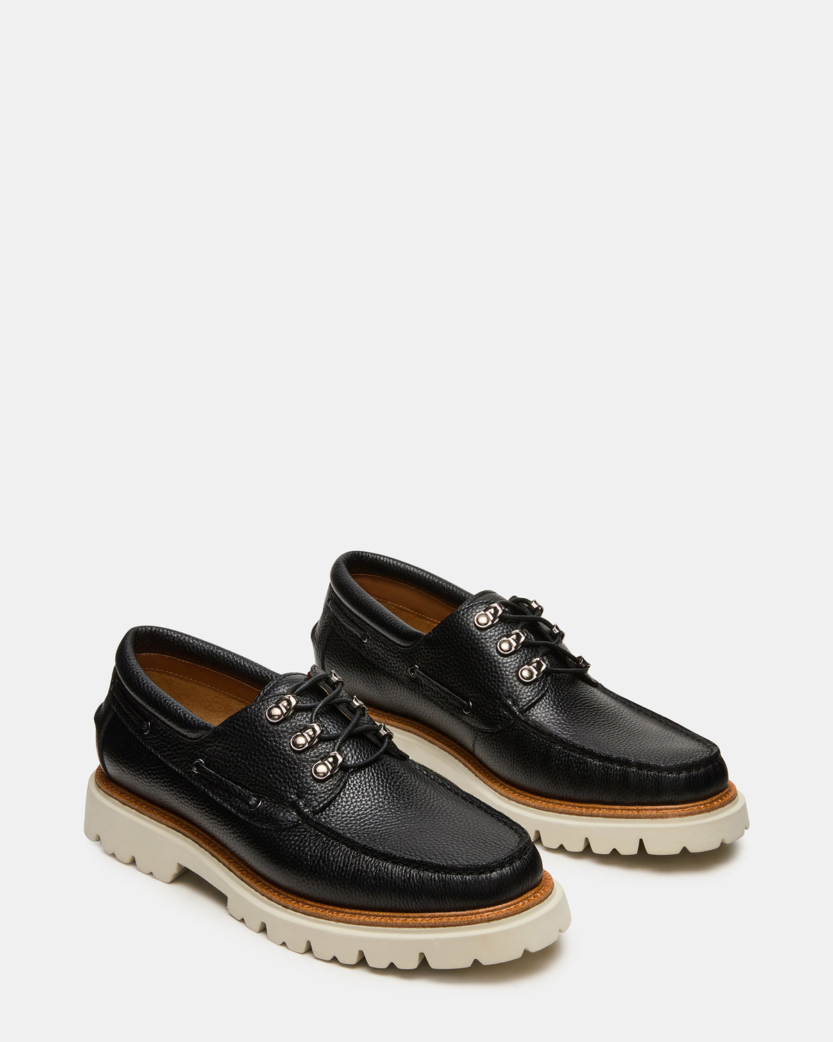 Steve Madden VICTOR Black Leather Slip-On Men's Casual Boat Shoe