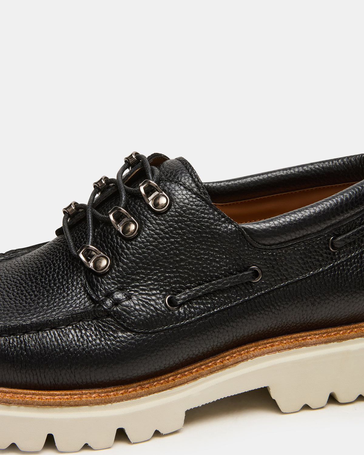 Steve Madden VICTOR Black Leather Slip-On Men's Casual Boat Shoe