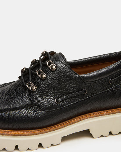 Steve Madden VICTOR Black Leather Slip-On Men's Casual Boat Shoe