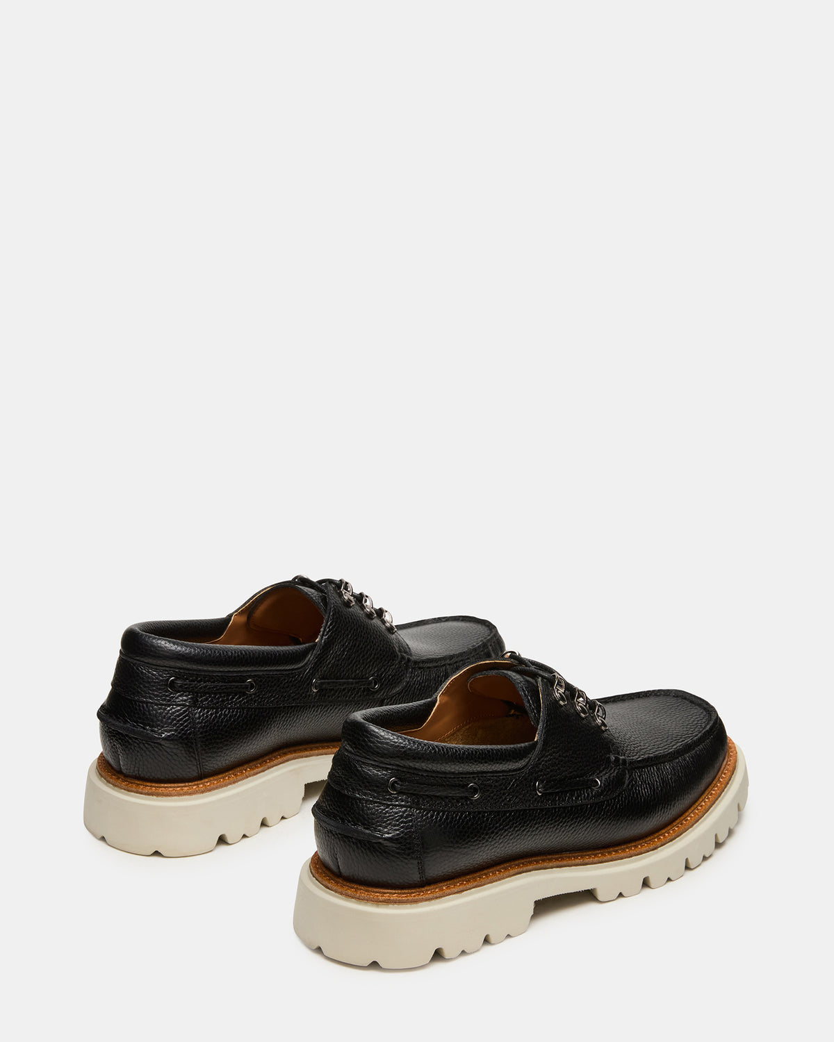 Steve Madden VICTOR Black Leather Slip-On Men's Casual Boat Shoe