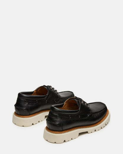 Steve Madden VICTOR Black Leather Slip-On Men's Casual Boat Shoe