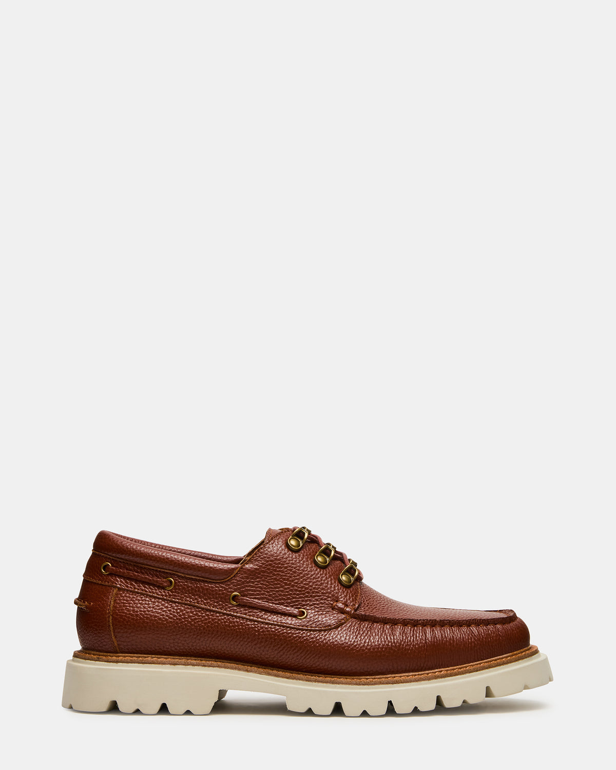 Steve Madden VICTOR Cognac Leather Slip-On Men's Casual Boat Shoe