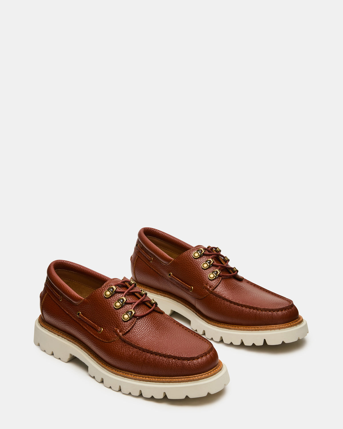 Steve Madden VICTOR Cognac Leather Slip-On Men's Casual Boat Shoe
