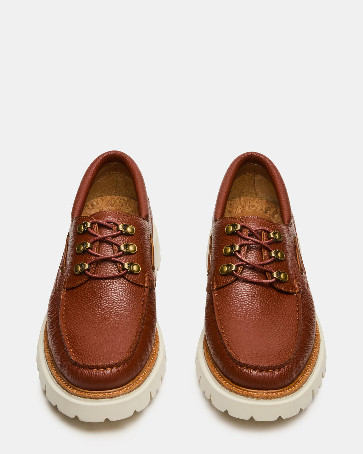 Steve Madden VICTOR Cognac Leather Slip-On Men's Casual Boat Shoe