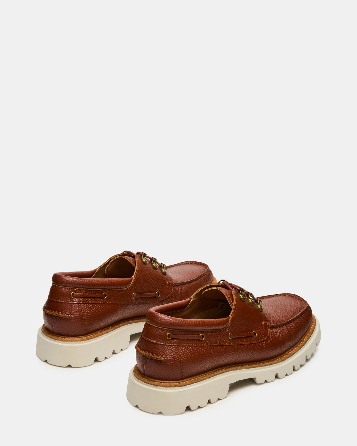 Steve Madden VICTOR Cognac Leather Slip-On Men's Casual Boat Shoe