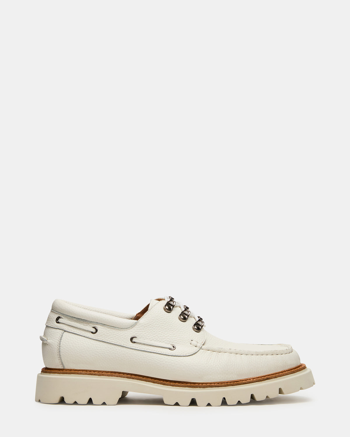 Steve Madden VICTOR White Leather Slip-On Men's Casual Boat Shoe