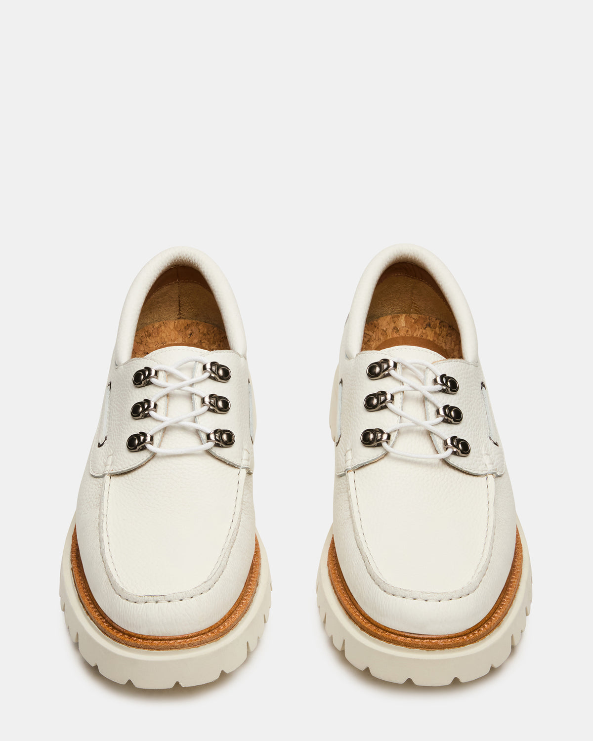 Steve Madden VICTOR White Leather Slip-On Men's Casual Boat Shoe