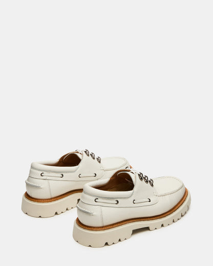 Steve Madden VICTOR White Leather Slip-On Men's Casual Boat Shoe