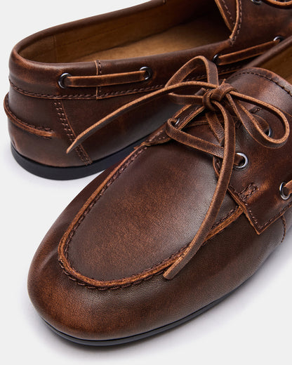 Steve Madden SCOUTT Brown Leather Slip-On Boat Men's Casual Shoe