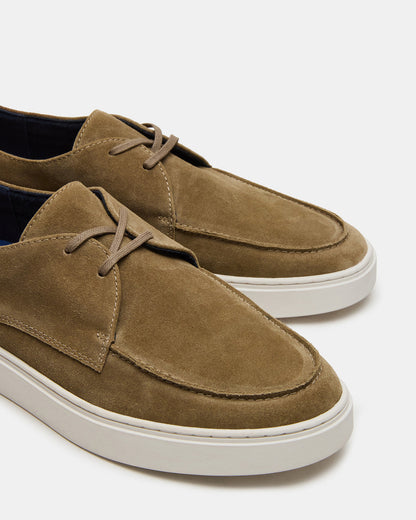 Steve Madden FRANKK Taupe Suede Lace-Up Men's Casual Shoe