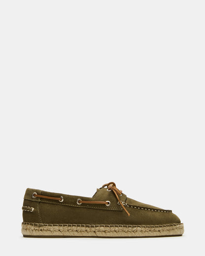 Steve Madden PANCHO Olive Suede Slip-On Espadrille Boat Shoe Men's Casual