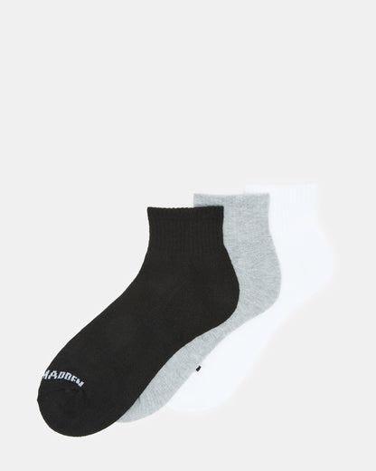 Steve Madden SPORT CUSHION QUARTER SOCKS BLACK/WHITE | Men's Sport Quarter Socks