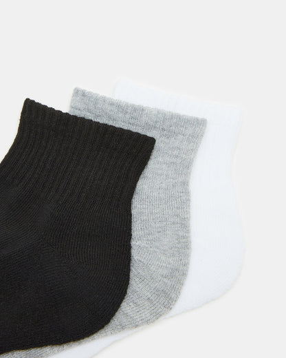 Steve Madden SPORT CUSHION QUARTER SOCKS BLACK/WHITE | Men's Sport Quarter Socks