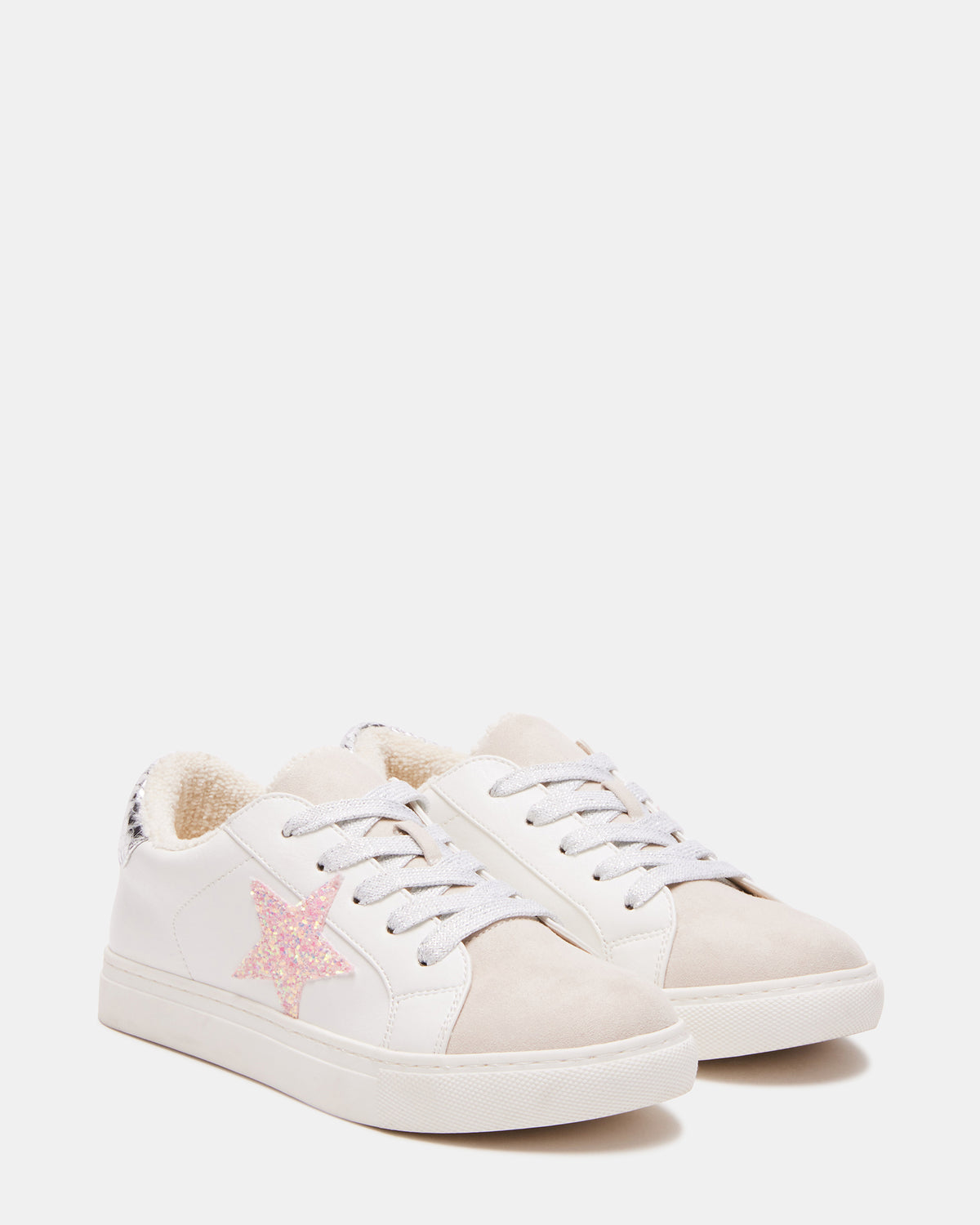 Steve Madden Kids' REZUME White Multi Girls' Lace-Up Star Sneakers