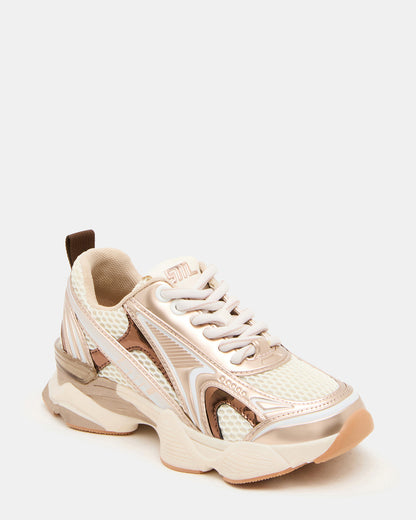 Steve Madden Kids' SPEDSTR Rose Gold Low-Top Lace-Up Girls' Sneaker