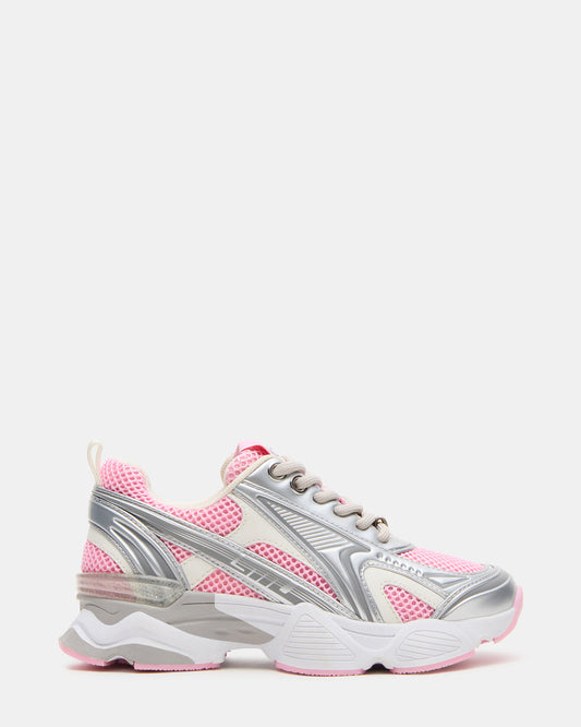 Steve Madden Kids' SPEDSTR Pink Low-Top Lace-Up Girls' Sneaker