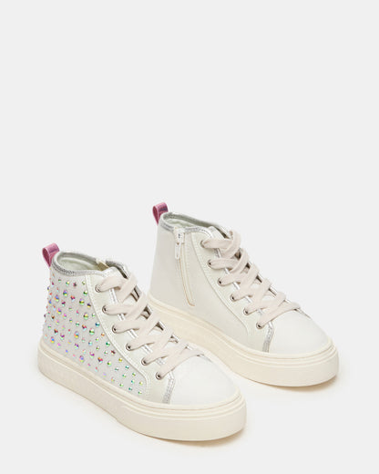 Steve Madden Kids' LAURISA White Multi High-Top Lace-Up Girls' Sneaker