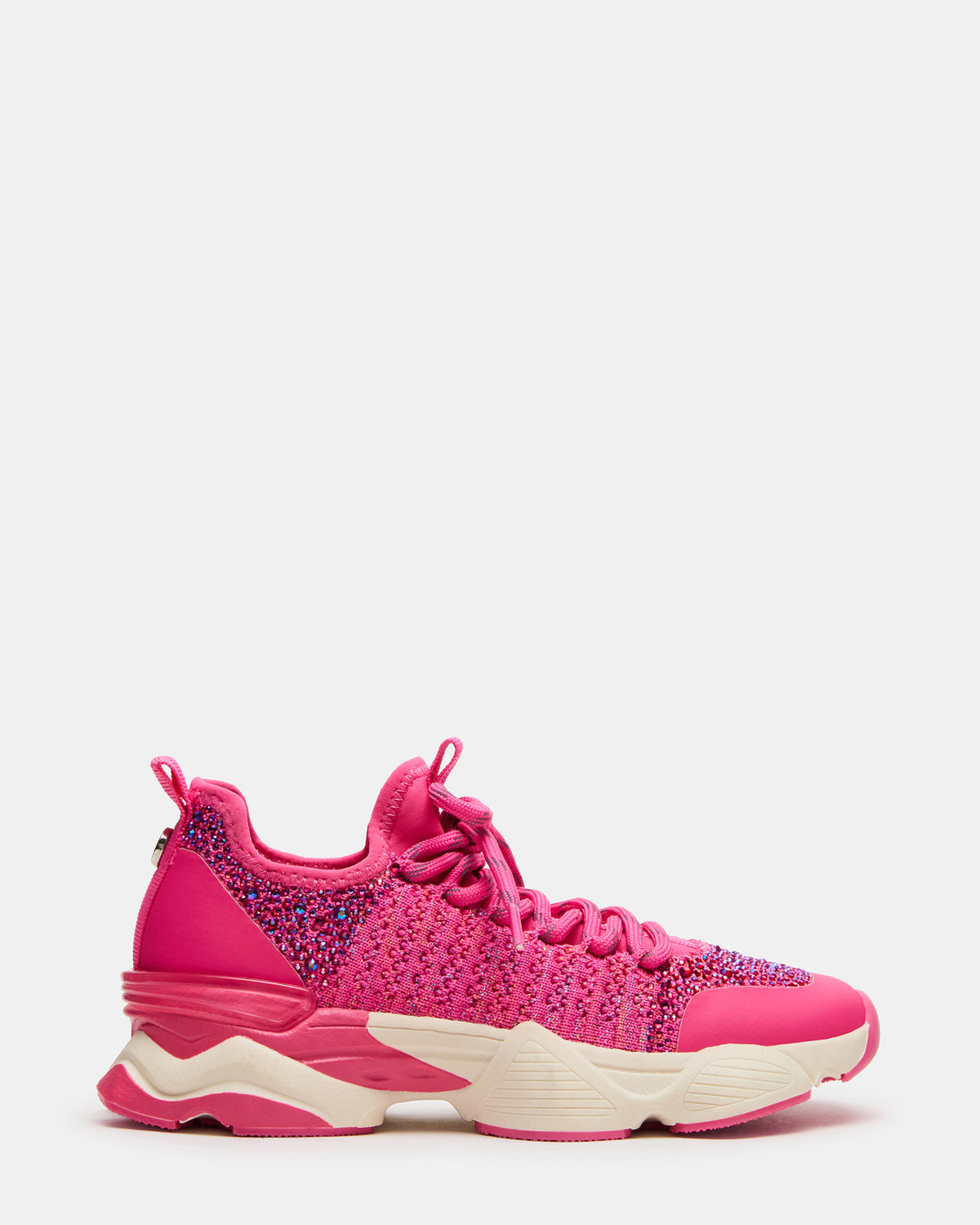 Steve Madden Kids' SOLACE Hot Pink Low-Top Lace-Up Knit Girls' Sneakers
