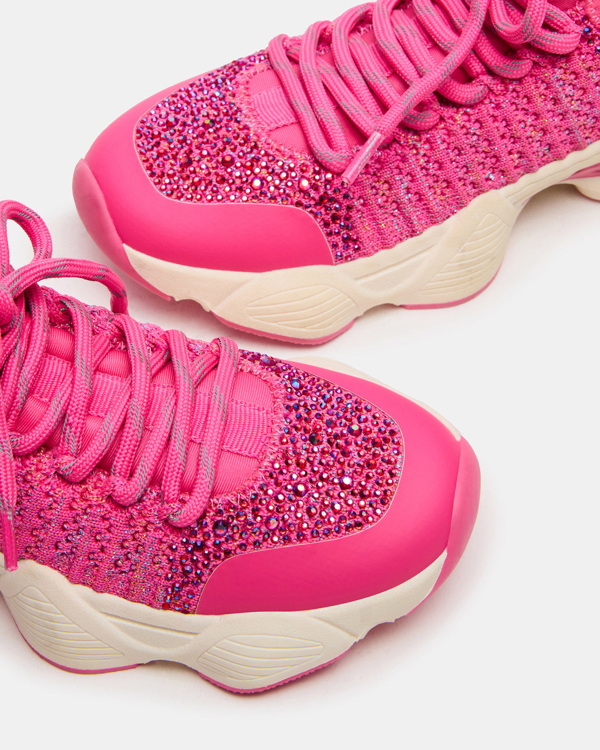 Steve Madden Kids' SOLACE Hot Pink Low-Top Lace-Up Knit Girls' Sneakers