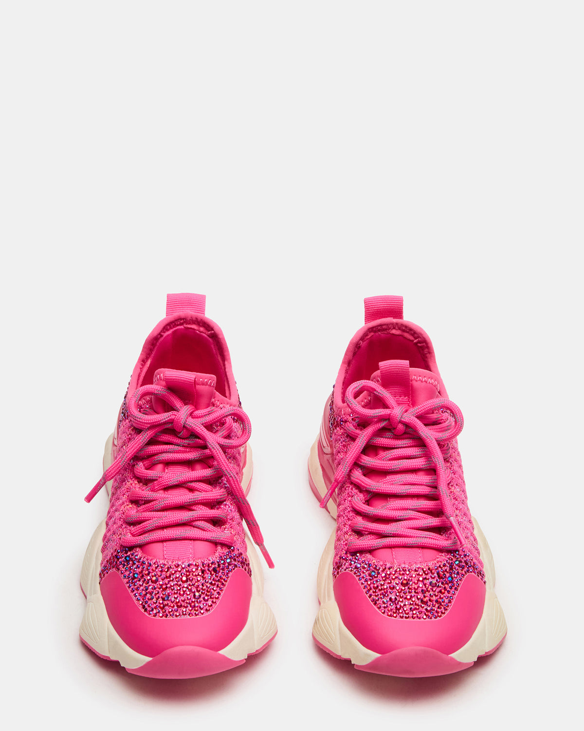 Steve Madden Kids' SOLACE Hot Pink Low-Top Lace-Up Knit Girls' Sneakers
