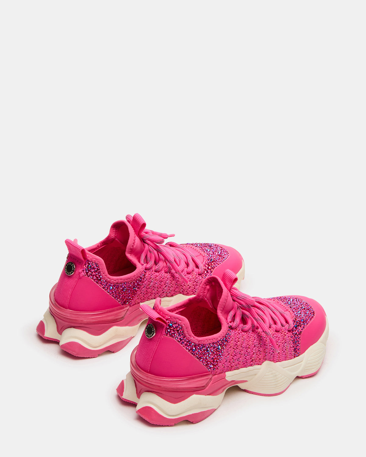 Steve Madden Kids' SOLACE Hot Pink Low-Top Lace-Up Knit Girls' Sneakers