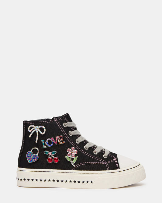 Steve Madden Kids' JOYCEE Black High-Top Lace-Up Girls' Sneaker