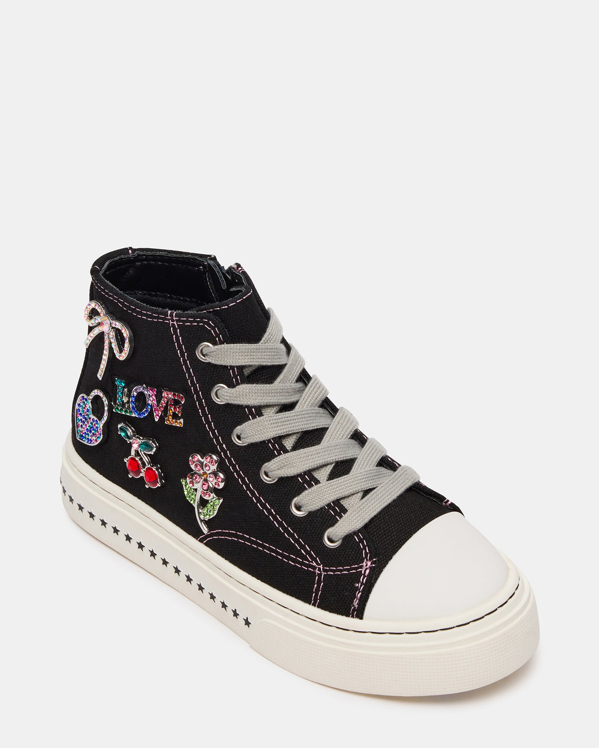 Steve Madden Kids' JOYCEE Black High-Top Lace-Up Girls' Sneaker