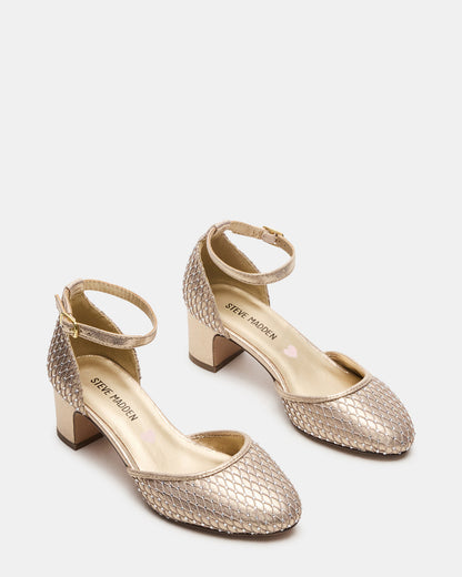 Steve Madden Kids' PRETTYY Gold Girls' Block Heel