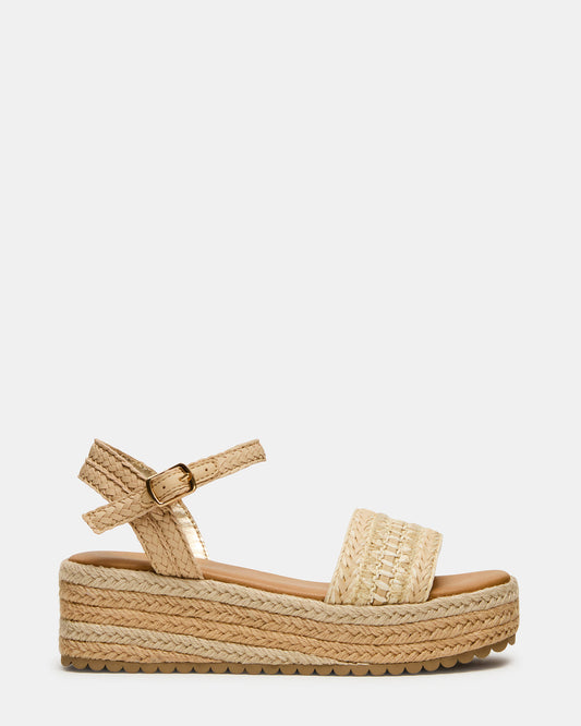 Steve Madden Kids' KIKO Natural Platform Raffia Wedge Girls' Sandal