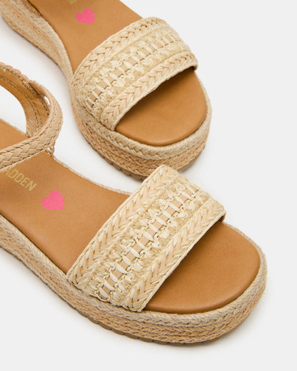 Steve Madden Kids' KIKO Natural Platform Raffia Wedge Girls' Sandal
