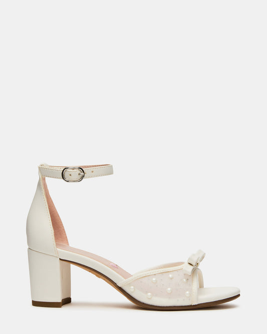 Steve Madden Kids' ADIA White Mesh Block Heel Girls' Heel