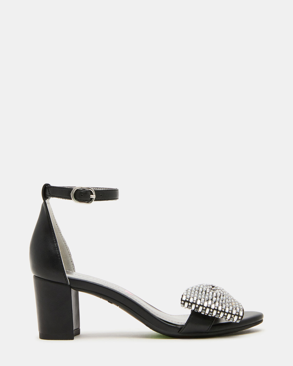Steve Madden Kids' ABIGAL Black Rhinestone Embellised Block Heel Girls' Heel