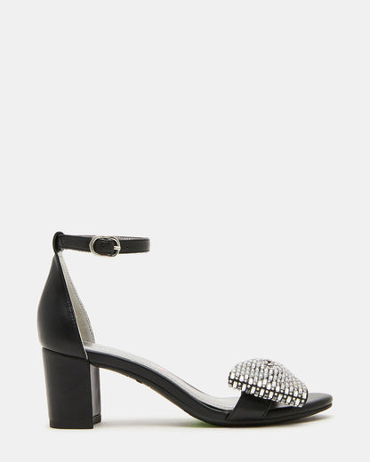 Steve Madden Kids' ABIGAL Black Rhinestone Embellised Block Heel Girls' Heel