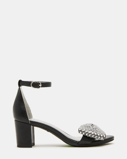 Steve Madden Kids' ABIGAL Black Rhinestone Embellised Block Heel Girls' Heel