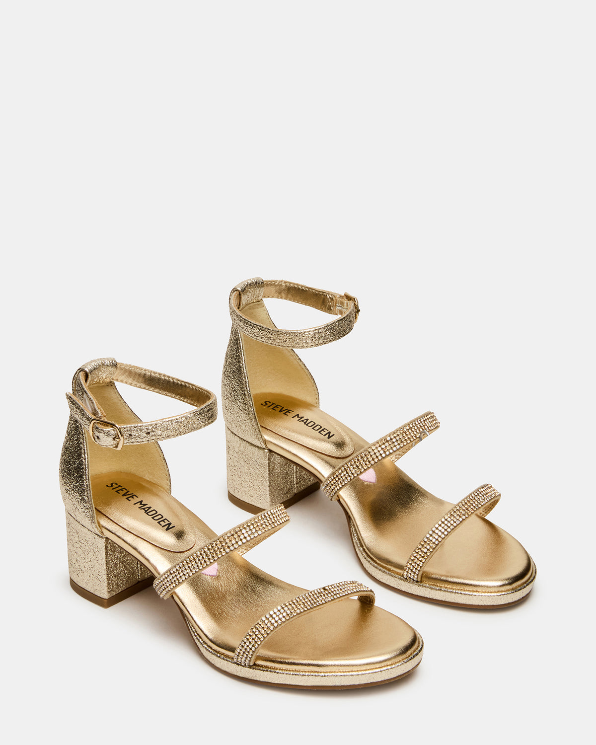 Steve Madden Kids' SIZZLE Gold Girls' Strappy Block Heel