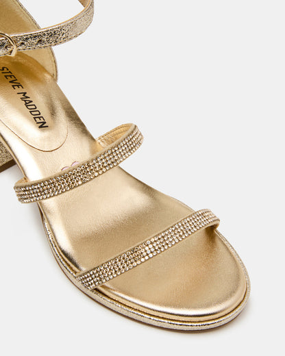Steve Madden Kids' SIZZLE Gold Girls' Strappy Block Heel