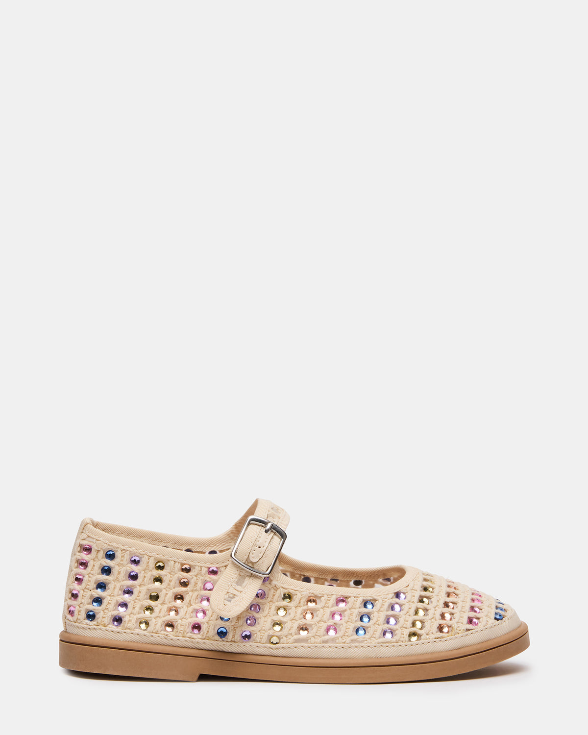 Steve Madden Kids' ROREE Natural Rhinestones Girls' Mary Jane Flats