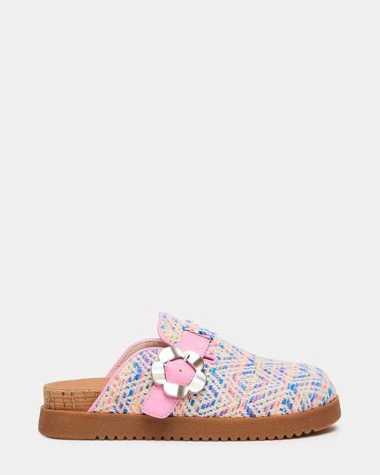 Steve Madden Kids' MAZIE Pink Multi Slip-On Mule Footbed Clog Girls' Flat