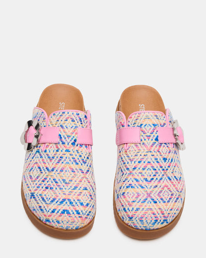 Steve Madden Kids' MAZIE Pink Multi Slip-On Mule Footbed Clog Girls' Flat