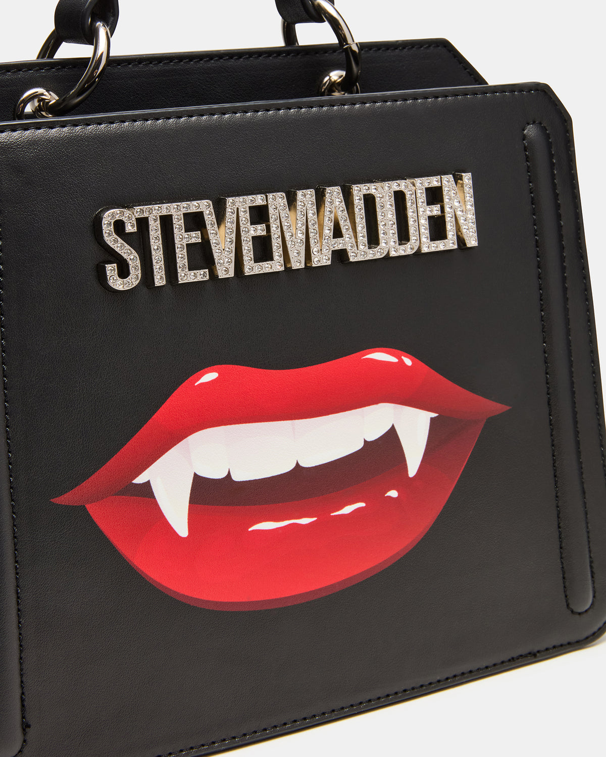Steve Madden EVELYN Fang Bag Black Top Handle Crossbody Bag