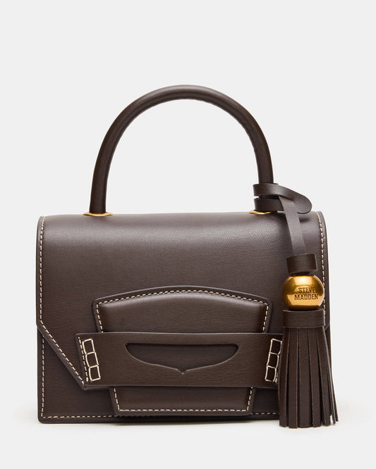 Steve Madden PREPPY Bag Brown Structured Top-Handle Penny Loafer Crossbody Handbag