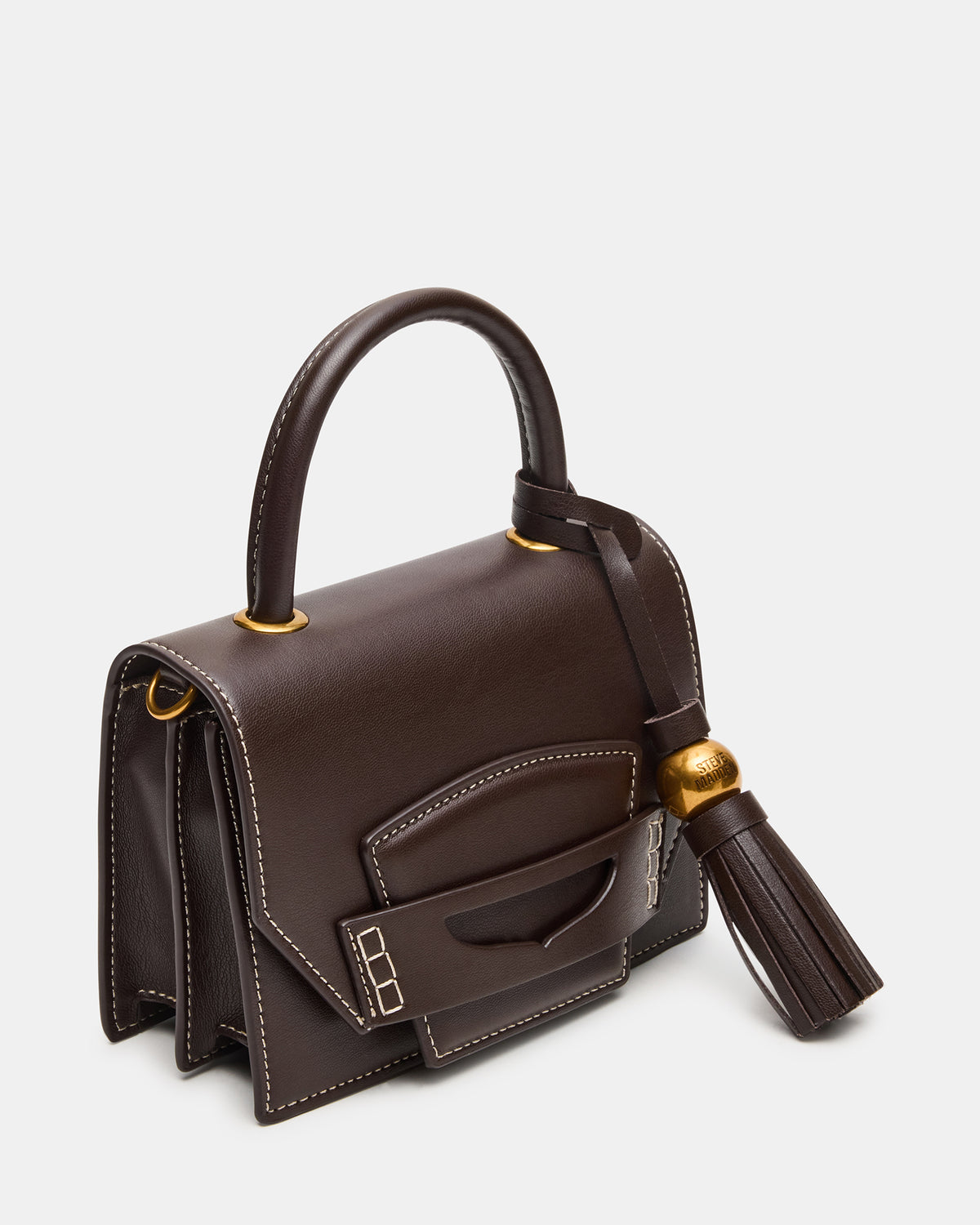 Steve Madden PREPPY Bag Brown Structured Top-Handle Penny Loafer Crossbody Handbag