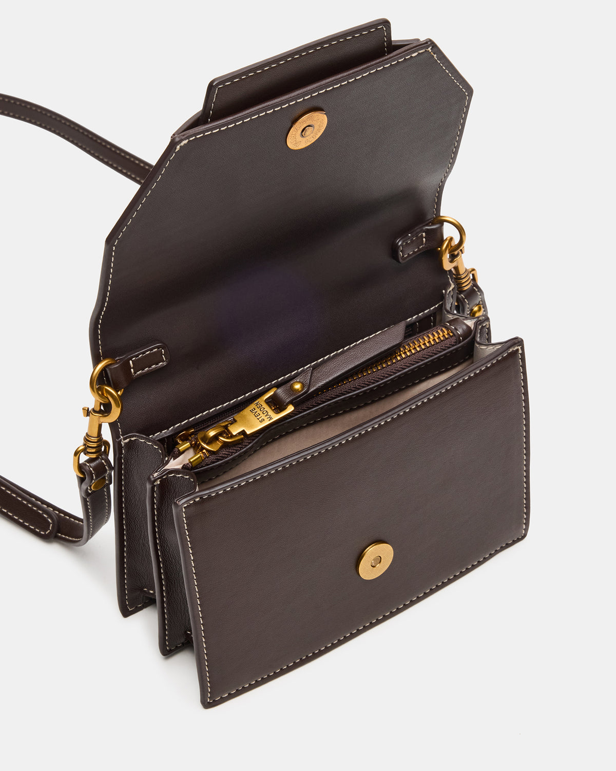 Steve Madden PREPPY Bag Brown Structured Top-Handle Penny Loafer Crossbody Handbag