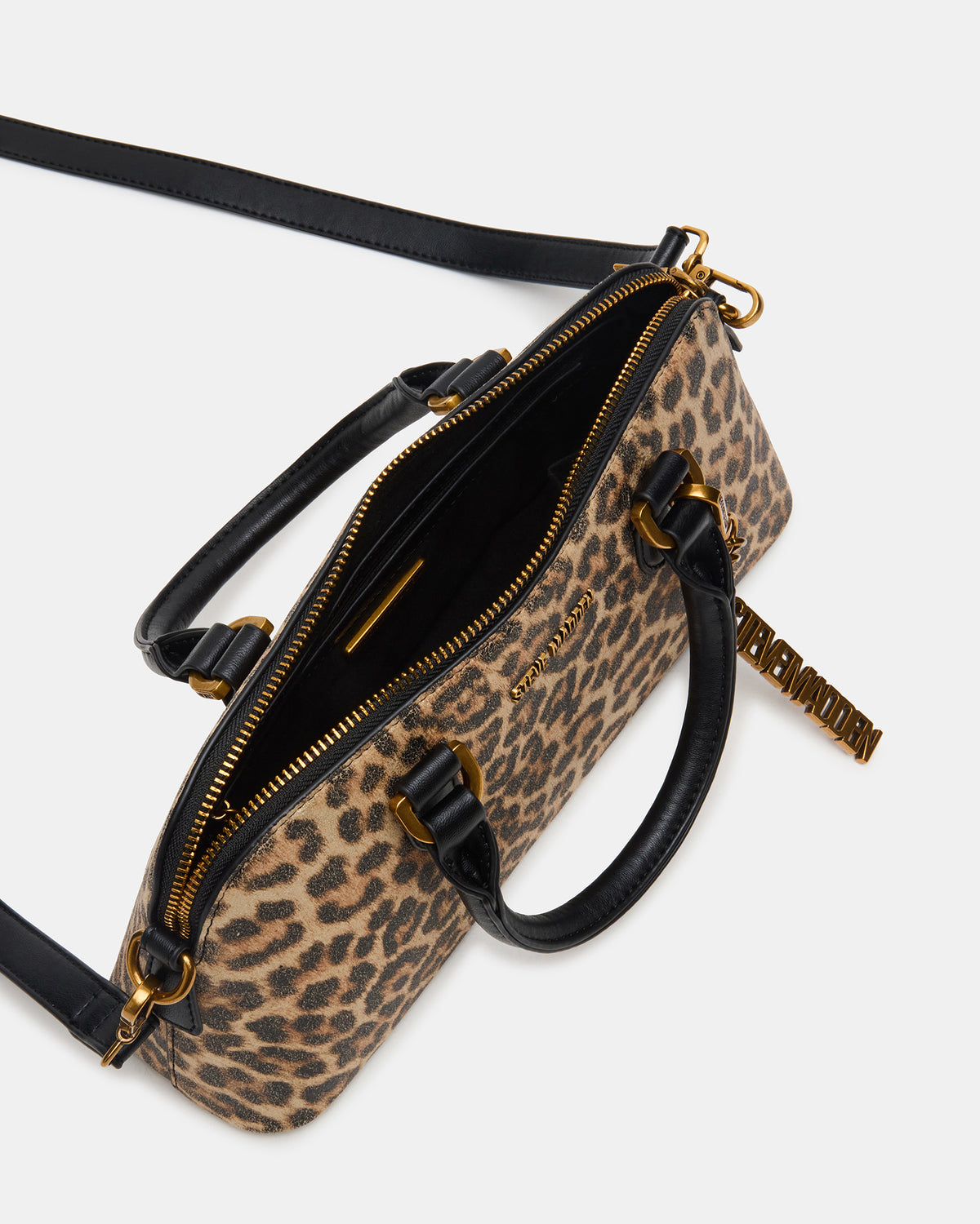 Steve Madden SMYTH Bag Leopard Crossbody Bag Charm Top Handle Handbag