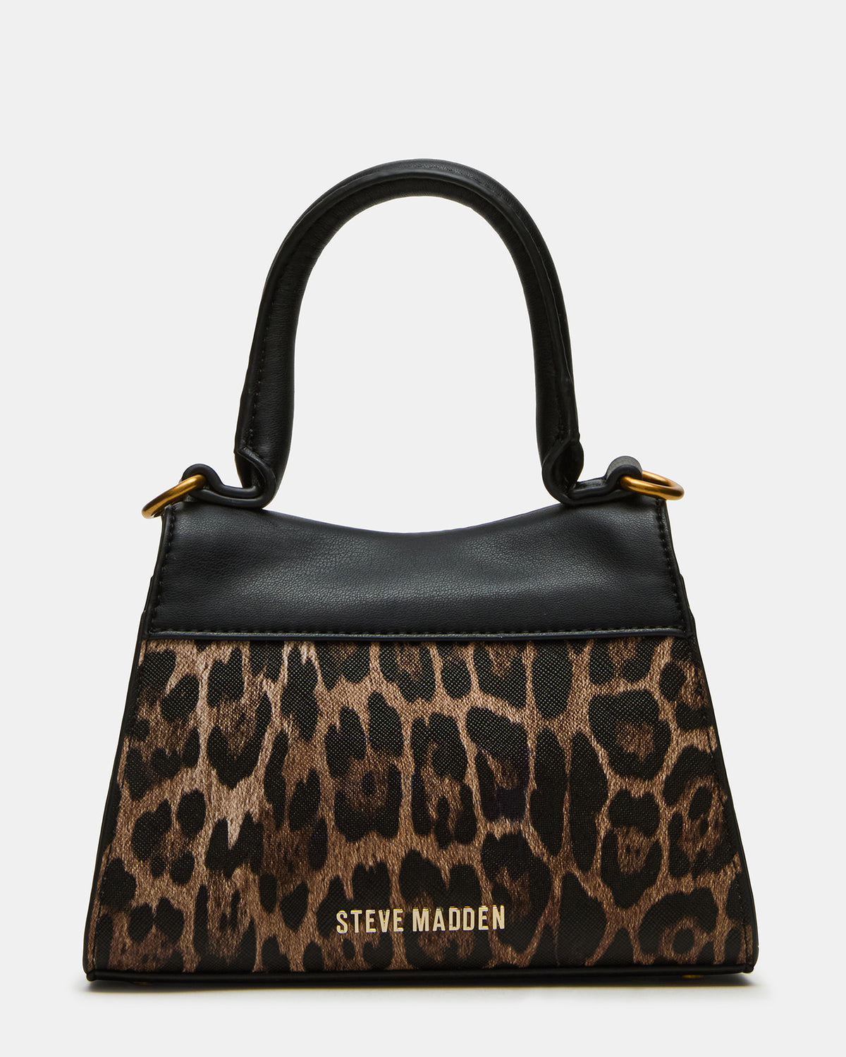Steve Madden MADLYN Bag Leopard Structured Turn-Lock Closure Top-Handle Crossbody Mini Handbag