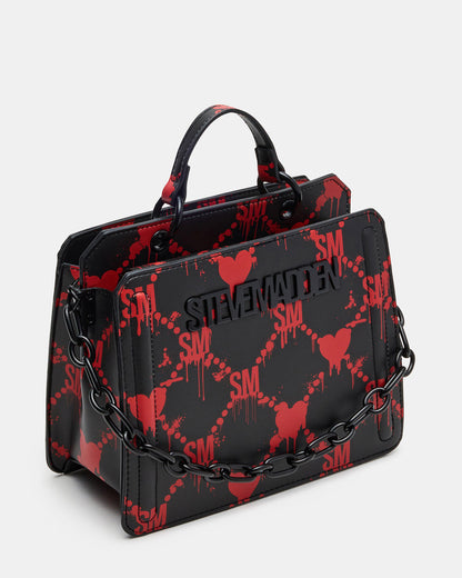 Steve Madden EVELYN Bag Drippy Hearts Black/Red Top Handle Crossbody Bag