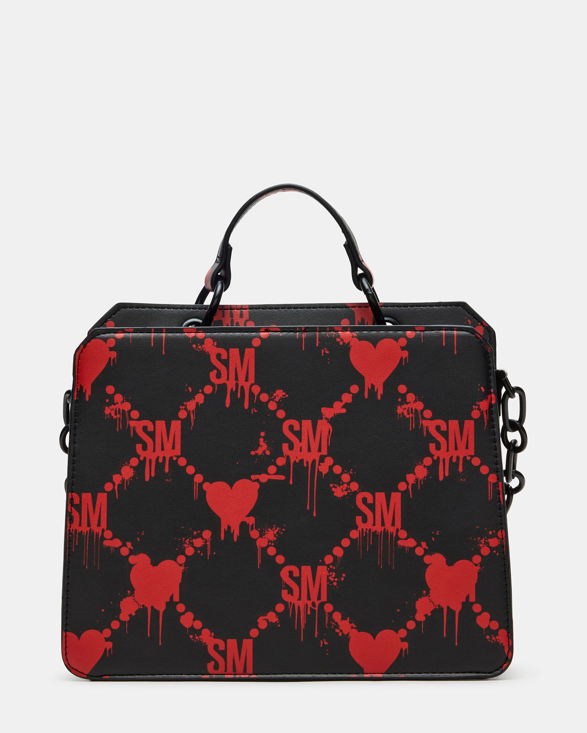 Steve Madden EVELYN Bag Drippy Hearts Black/Red Top Handle Crossbody Bag