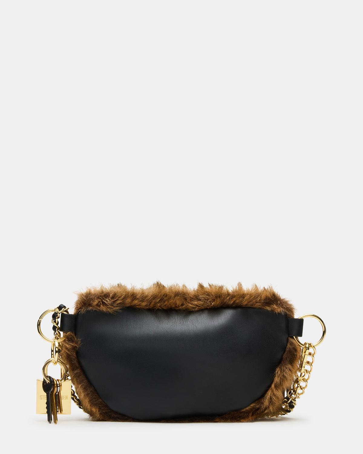 Steve Madden WYLDER Bag Brown Faux Fur Crossbody Women's Belt Handbag
